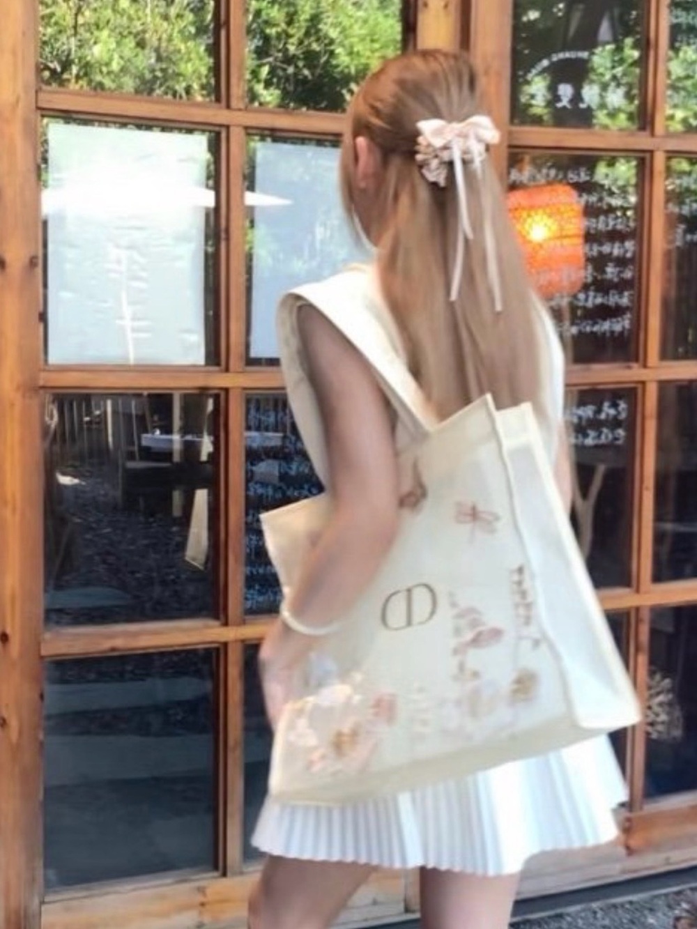 Christian Dior Beauty Embroidery Butterfly Flower GWP / Mesh Large Tote Bag
